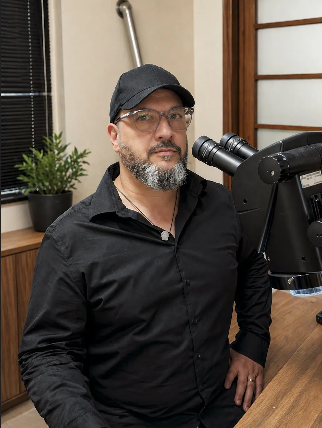 Luc, maître joaillier, à son microscope